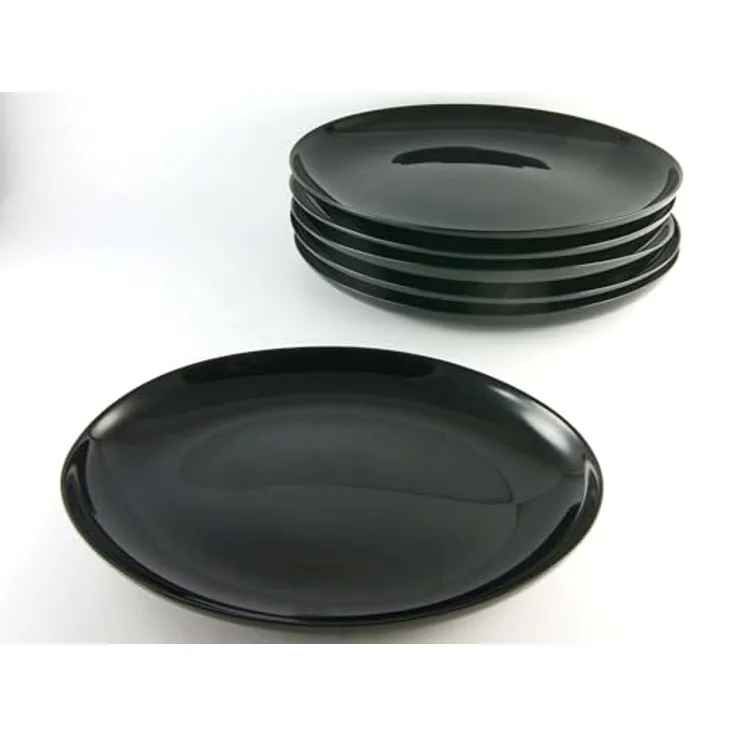 Creatable Steakteller Italien Party, 6-teiliges Set aus lebensmittelechtem Glas, oval, stapelbar, schwarz