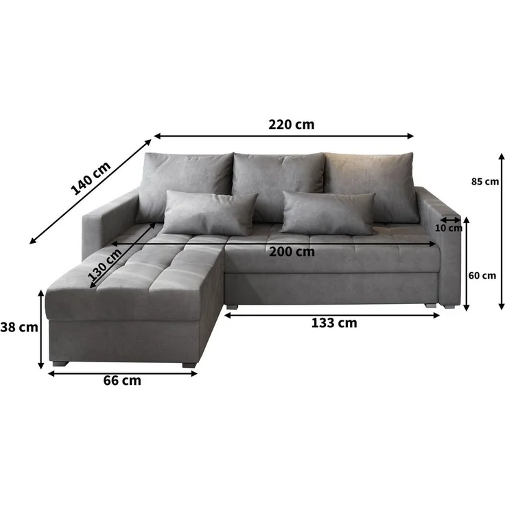 Masseno Ecksofa KOS mit Schlaffunktion L-Form, Sofa mit Bettkasten – Bild 2