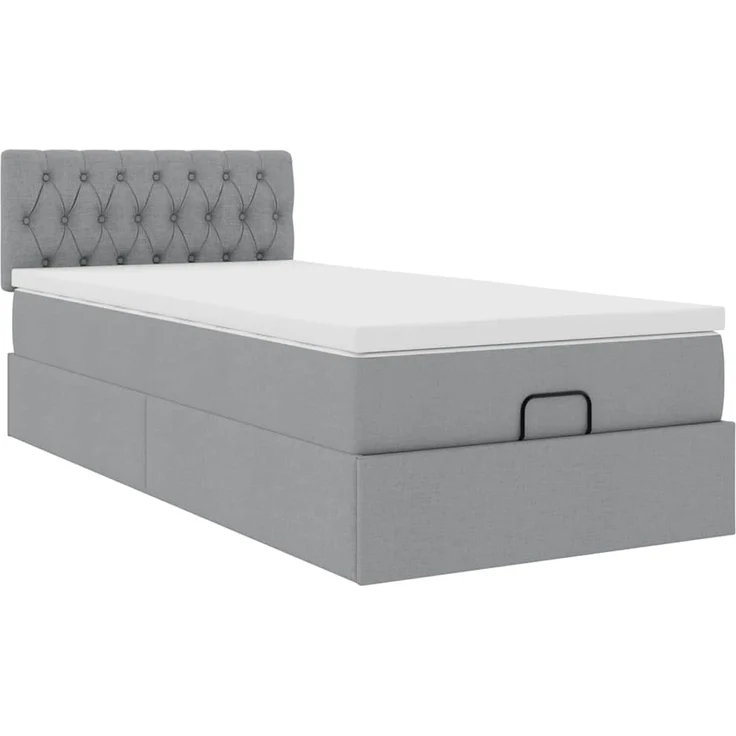 vidaXL Ottoman-Bett mit Matratze Hellgrau 90x190 cm Stoff 3311504 – Bild 4