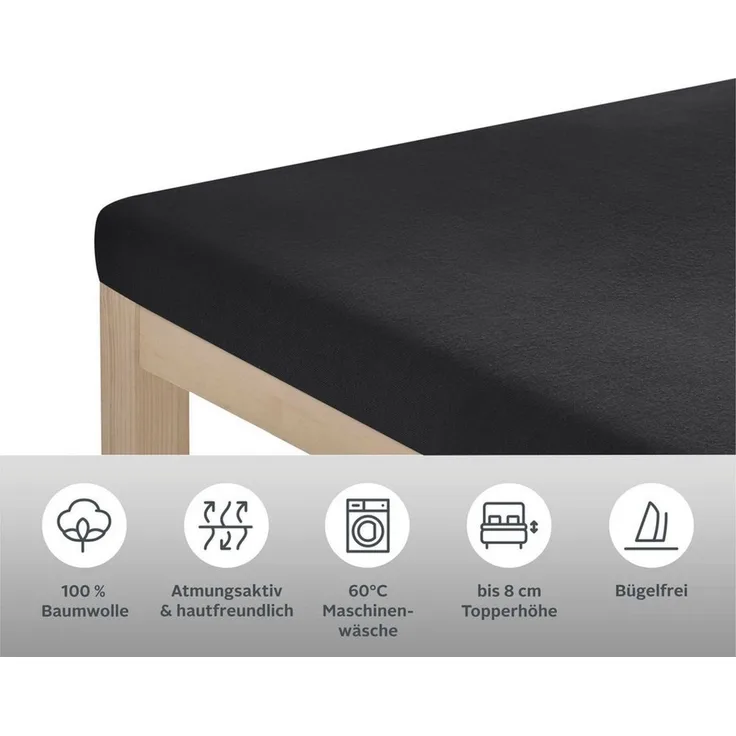 OTTO home Spannbettlaken Physalis Topper COMFORT, 100% Baumwolle, 150 g/m², Jersey, Gummizug: rundum, (1 Stück), Baumwolle, Matratzen bis 10 cm Höhe, Bettlaken, Spannbetttuch, Laken