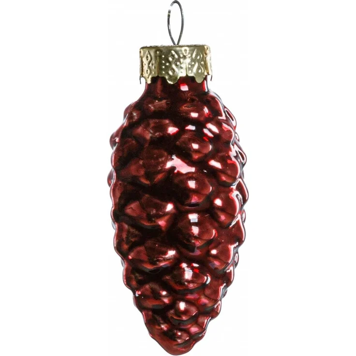 TrendLine Glas-Tannenzapfen rot 12 Stück 6 cm Weihnachtsdeko Kugeln Baum Lichter – Bild 4