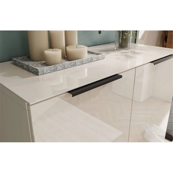 Schuhschrank Glarus / GW-Genova, Glas, Holzwerkstoff, Weiß, 87 x 120 x 40 cm – Bild 4