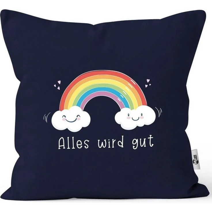MoonWorks Dekokissen Kissen-Bezug Regenbogen Alles wird gut Mutmacher Geschenk Trost Aufmunterung positiv denken durchhalten Moonworks® – Bild 4