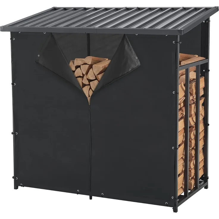 Brennholzregal Yakutat Schwarz 145x143x70 cm [casa. pro]
