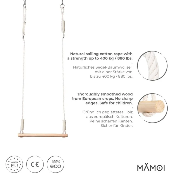 MAMOI® Trapez Schaukel Turnringe Trapez | Kinder Turnringe Turnringe Schaukel | Turnringe Kinder Trapez | Turnringe Trapez Schaukel Kinder | CE | 100% ECO | Made in EU – Bild 3