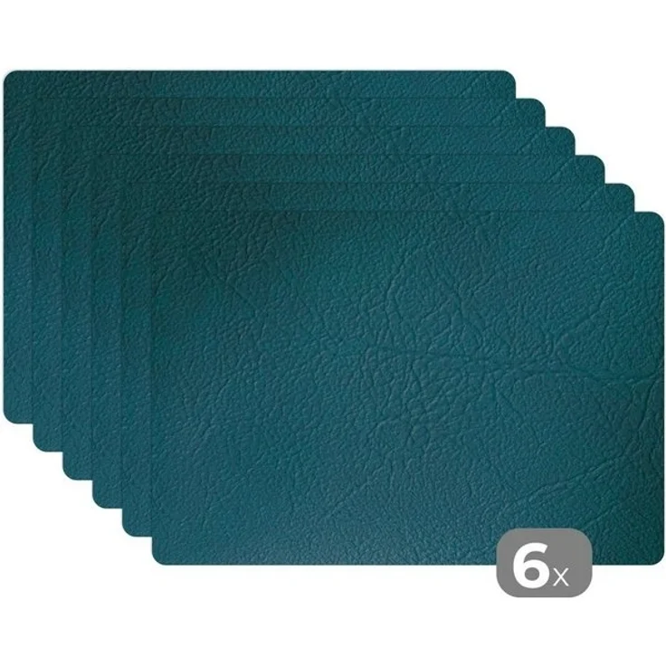 MuchoWow Platzset Leder - Lederoptik/print - Grün - Blau, (6-St), Platzsets, Tischset, Abwaschbar, Tischsets, Platzdeckchen – Bild 4