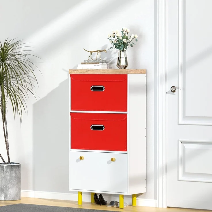 ABC Faltbare Aufbewahrungsbox aus Stoff mit Deckel und Metallgriff, 3er-Set, rot – Bild 4