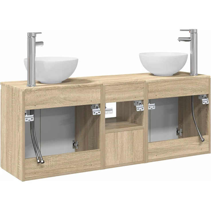 vidaXL Wandhängendes Badezimmerschrank-Set 3 stk. Sonoma-Eiche 3405629 – Bild 8