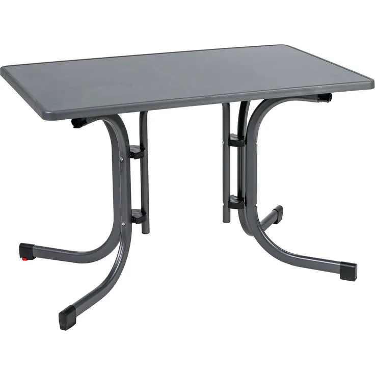 greemotion Klapptisch Outdoor wetterfest klappbar Stahlgestell Niveauregulierung 110x70x70 cm anthrazit/Schieferdekor