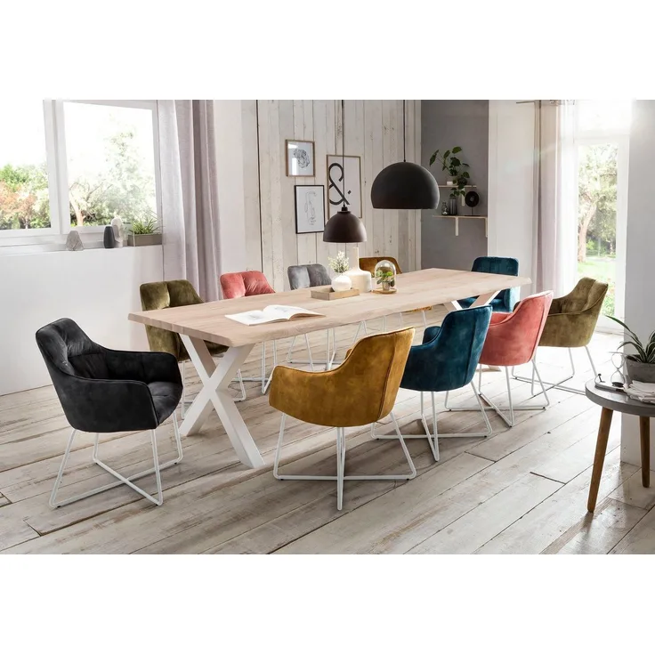 Home affaire Esstisch Tristan, massive Balkeneiche geölt mit Baumkante