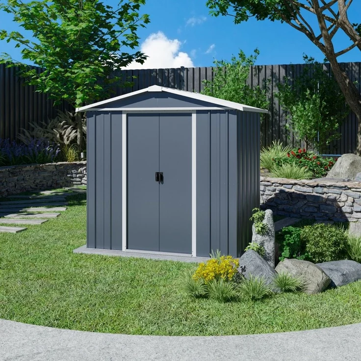 Yardmaster Metall-Gerätehaus "Heidelberg 67", anthrazit, 3,85 m²,mit Bodenrahmen – Bild 1
