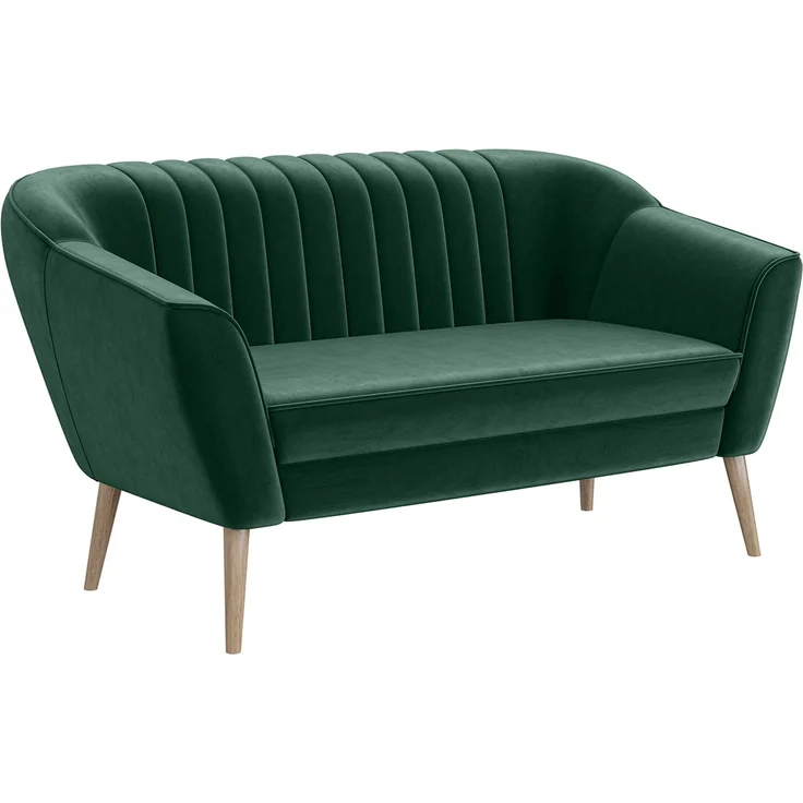 MEBLINI Sofa KAIA 2-Sitzer - Grün Samt - für Wohnzimmer - Mini Lounge für zwei Personen - Küchensofa - Sofa Klein – Bild 1