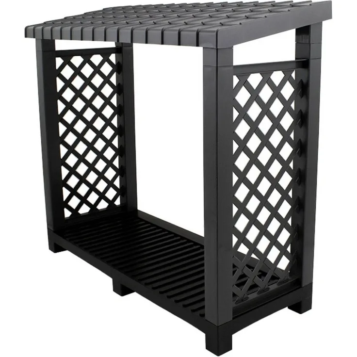 KHW Kaminholzregal aus stabilem und wetterfestem Kunststoff, BxTxH:114x47x102 cm, schützt Kaminholz vor Feuchtigkeit
