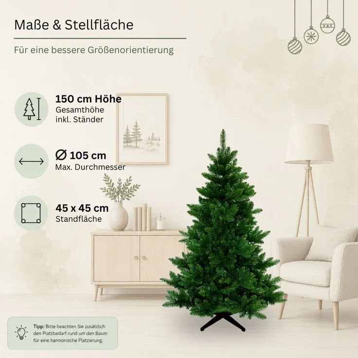 RS Trade 'HXT 19001' Künstlicher Weihnachtsbaum, grün, 150 x 105 x 105 cm – Bild 5