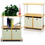 Furinno Go Green 3-Stufe 2-Bins Mehrzweck-Lagerregal, 2er-Set, Buche/Weiß