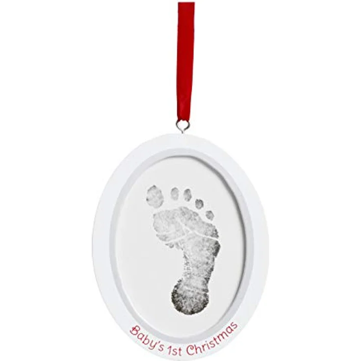 Pearhead Babyprints Newborn Baby Handprint or Footprint Double-Sided Photo Ornament with Clean Touch Ink Pad, Baby's First Christmas, 13.34 x 10.16 cm, White – Bild 10