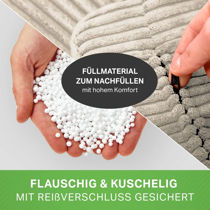 Green Bean® XXL Sitzsack aus Cordstoff 370 Liter mit EPS-Perlen Füllung - Kuschelig Weich Robust & Waschbar - Sitzkissen Beige – Bild 7