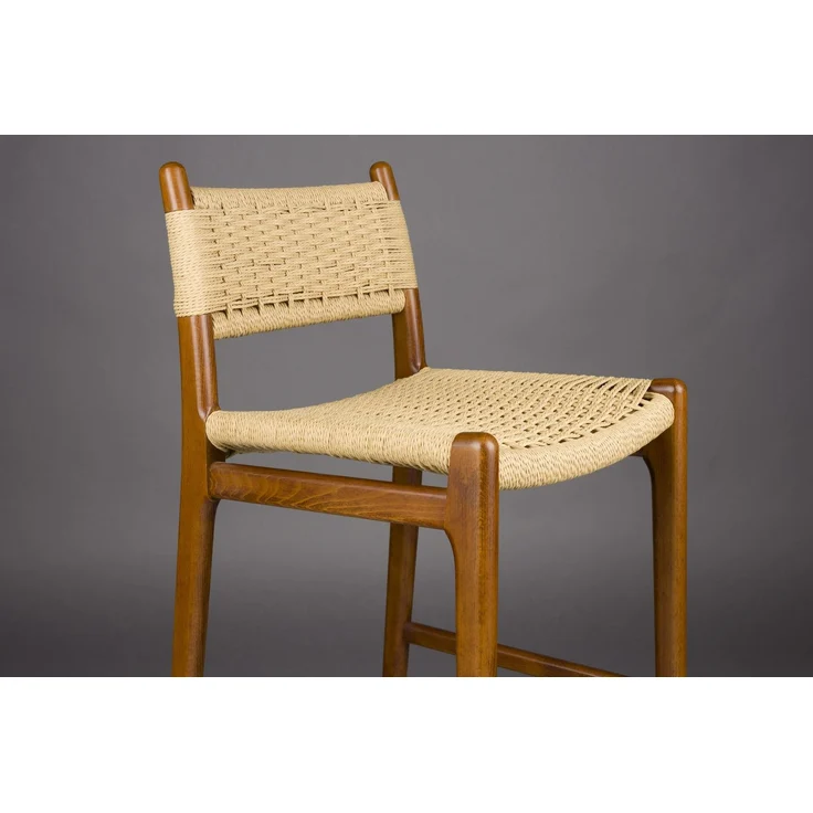Barhocker Cecile Walnut: Retro-Design aus Holz & Seilgeflecht – Bild 4