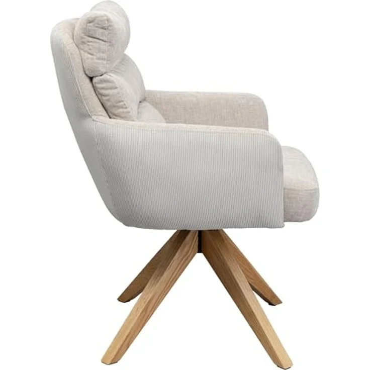 Kare Design Drehstuhl Bosse, Grau, rustikal, 49 cm Sitzhöhe, Esszimmerstuhl, Polsterstuhl, mit Armlehnen, 360 Grad drehbar, Wohnzimmer, 89 x 59 x 69 cm (H/B/T) – Bild 4