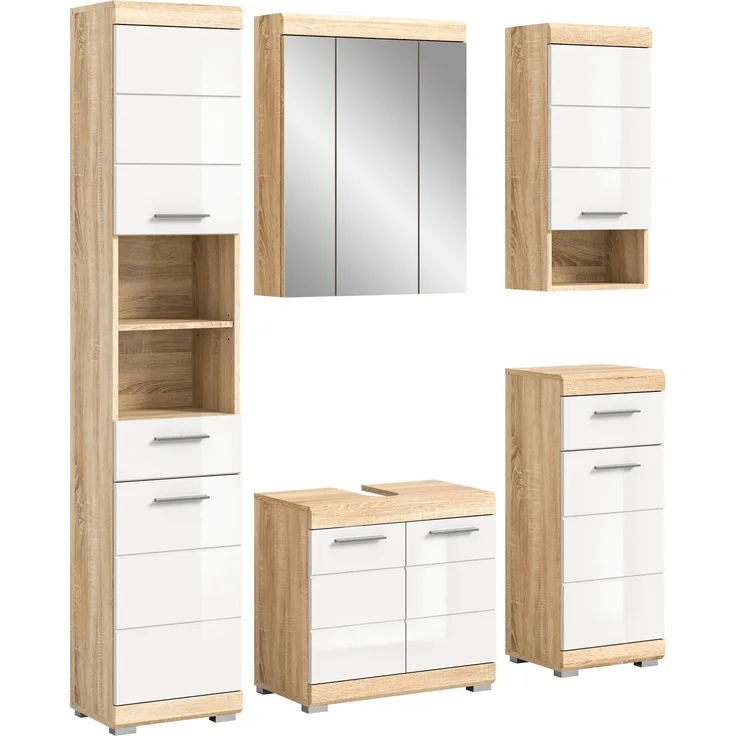 Badezimmer-Set >Lambada< in sonoma eiche hell/weiß - 164x191x34cm (BxHxT)