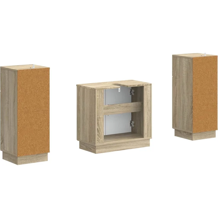 vidaXL 3-teiliges Badezimmer-Schranksystem HOORN 3 stk. Sonoma-Eiche 3418037 – Bild 5