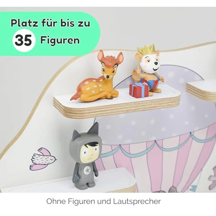 stadtecken Holzregal für Musikbox I passend für die Toniebox und ca. 35 Tonies I Perfekte Aufbewahrung im Kinderzimmer I zum Aufstellen oder Aufhängen (Oben) – Bild 5