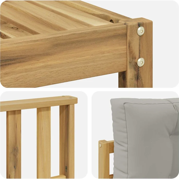 vidaXL Outdoor-Sofagarnitur 11 stk. 10-Sitzer Weiß und Hellgrau 3387135 – Bild 6