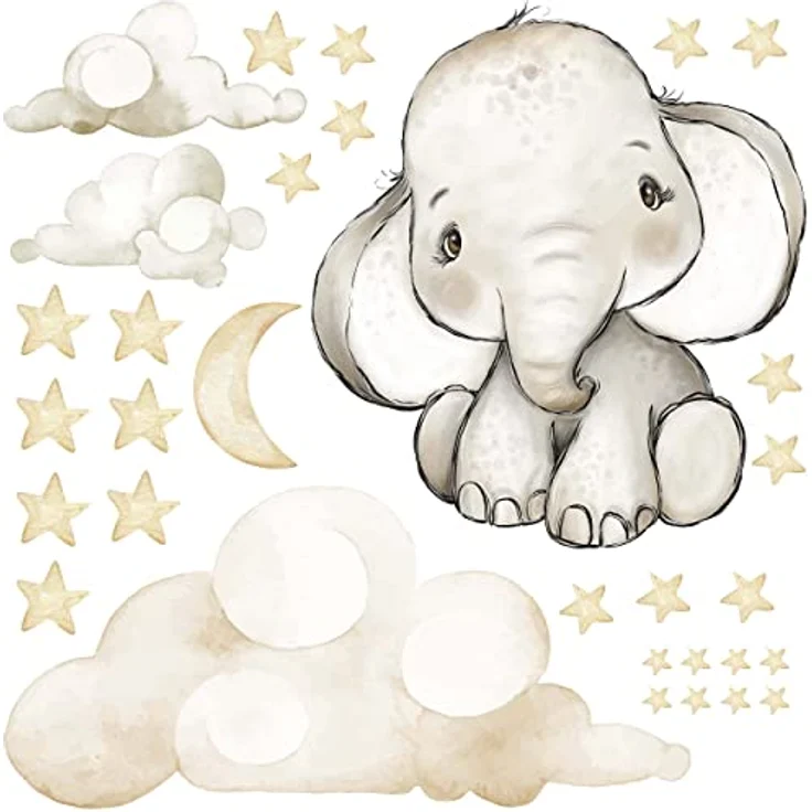 WANDKIND Wandtattoo Elefant auf der Wolke V337 (Elefant), Wieder ablösbar – Bild 4