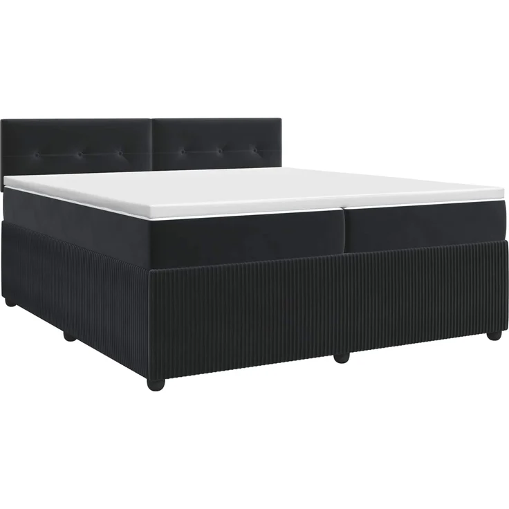 vidaXL Boxspringbett mit Matratze Schwarz 200 x 200 cm Samt 3451747 – Bild 2