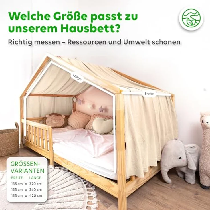 lilimaus Betthimmel Musselin Hausbett Himmel Kinderzimmer Baumwolle mit Gold, Gemütlicher Baldachin aus Baumwolle für traumhafte Kinderzimmer-Deko – Bild 5