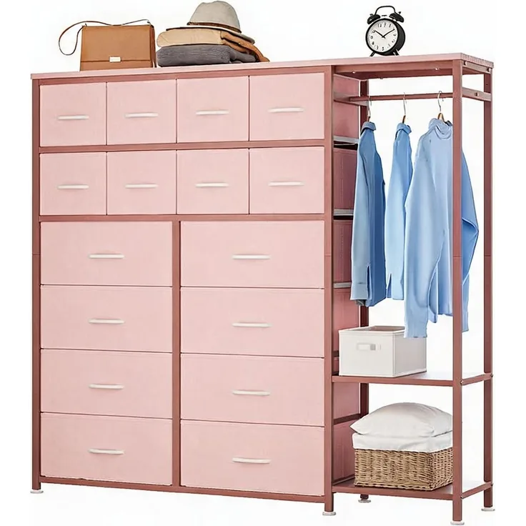 GarveeHome Kommode Mit 16 Schubladen Für Das Schlafzimmer – Kleiderständer & 2 Ablageböden – Großer Aufbewahrungskasten Aus Stoff Für Damen, Mädchen, Kleiderschrank, Wohnzimmer