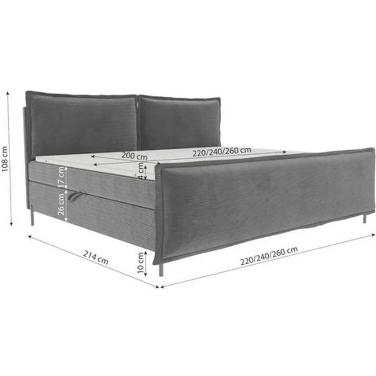99rooms Vero Plus Familienbett Boxspringbett 260×200 cm Cordstoff POSO Greige – Bild 4
