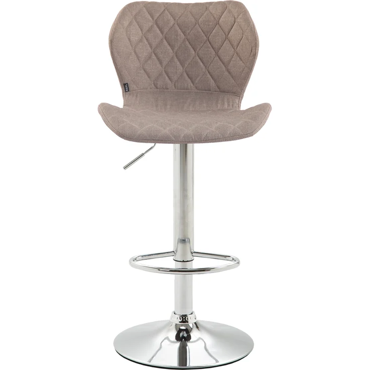 2er Set Barhocker DIBEL - Stoff Taupe 47x51x88 cm Silber | Barstuhl Höhenverstellbar Mit Lehne Drehbar Tresenhocker Tresenstuhl Kneipenhocker – Bild 2