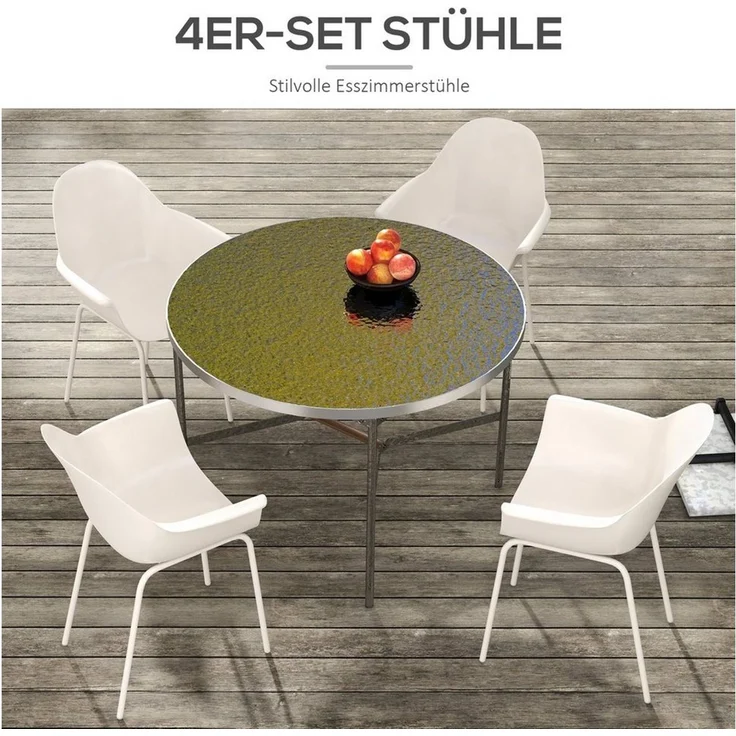 Outsunny Gartenstuhl Terrassenstühle mit Rückenlehne und Armlehne, Essstuhl für Garten (Balkonstühle, 4 St), bis 120 kg belastbar, Grau – Bild 3