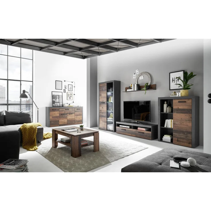 Wohnwand Anbauwand Wohnschrank TV Schrank JONES Old Style Altholz Optik Nb. ca. 340 cm – Bild 7