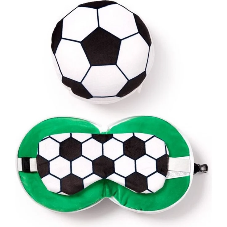 Puckator Reisekissen und Schlafmaske Fußball, Plüsch, 1-tlg, Kopfkissen, ca. 15 x 28 x 7 cm (geöffnet) – Bild 5