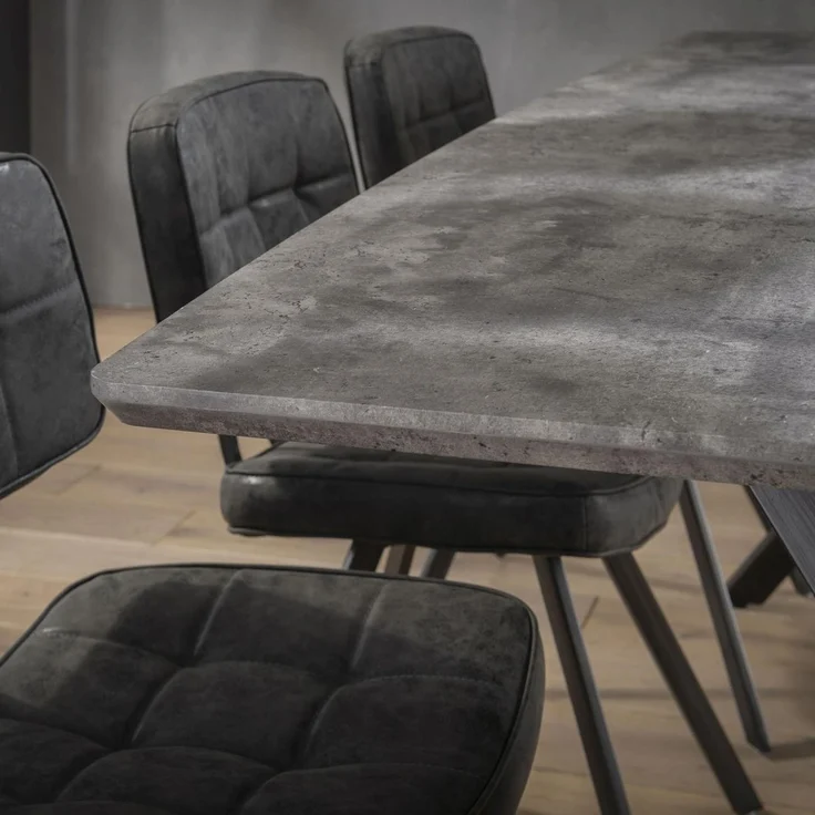 Esstisch Tener MDF in Betonoptik, Industrial Design, Grau, für 6–8 Personen, 190x90 cm – Bild 2