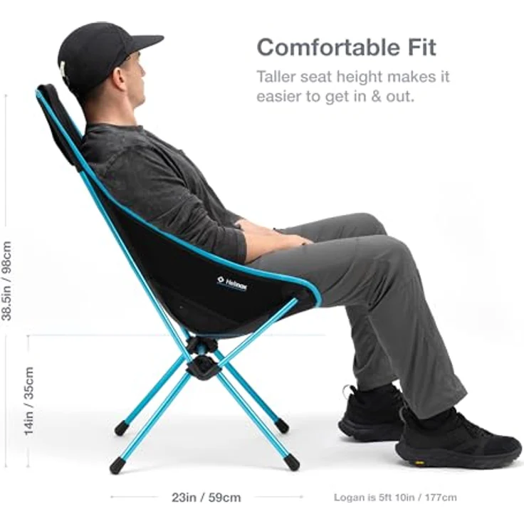 Helinox Sunset Chair | Mit seinem erweiterten Design ist Dieser Stuhl möglicherweise die ultimative Kombination aus Verstaubarkeit, Komfort und Unterstützung (Black + Pockets) – Bild 2