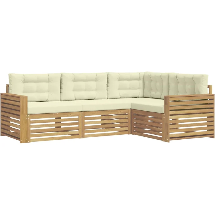 vidaXL Outdoor-Sofagarnitur 4 pcs Weiß und Creme 251,5 x 172,5 x 73 cm 3390410 – Bild 2