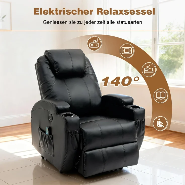 Thanaddo Massagesessel Relaxsessel Massagesessel Fernsehsessel, mit Liegefunktion – Bild 7