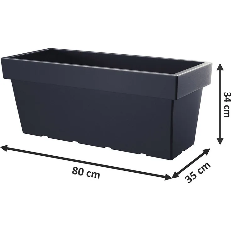 Spetebo Blumenkasten XXL Kunststoff Blumenkasten anthrazit 80 x 35 cm (Packung, 1 tlg), Pflanz Blumen Kübel