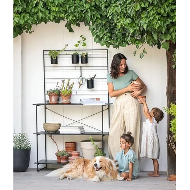 Dehner Pflanztisch Gartenarbeitstisch Provence, 100 x 40 x 160 cm, Metall, schwarz, hochwertiges Pflanzen Regal für Terrasse / Balkon – Bild 5