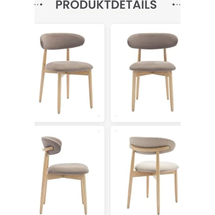 COLAMY Esszimmerstühle 4er Set, Stühle Esszimmer mit Rückenlehne, Moderne Küchenstühle Gepolstert, Stoff Dining Chairs mit Back, für Esszimmer, Küche, Restaurant, Holzbein in Naturholzfarbe, Kamel – Bild 10