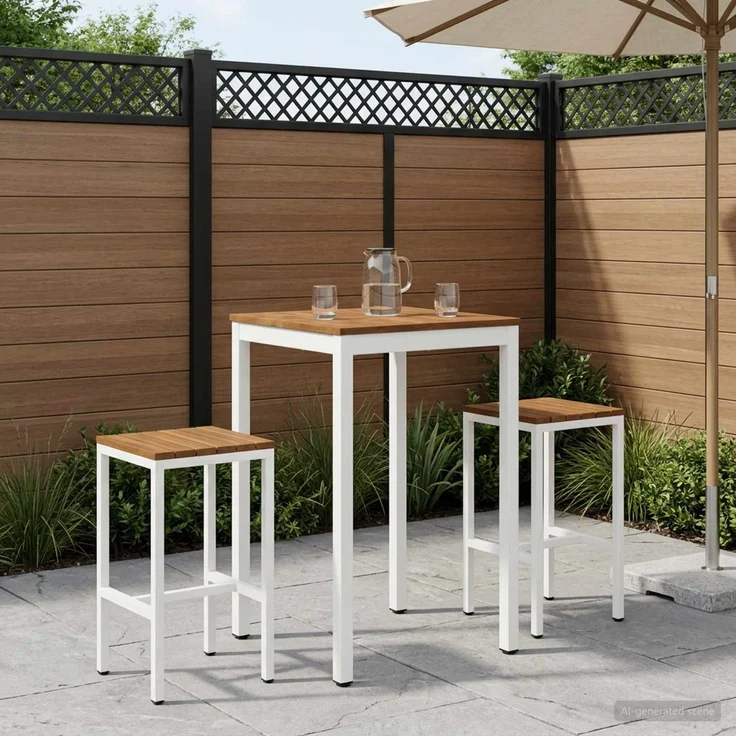 vidaXL Gartenbar-Tisch NAARDEN Natur und Weiß 60 x 60,5 x 105 cm 901332 – Bild 1
