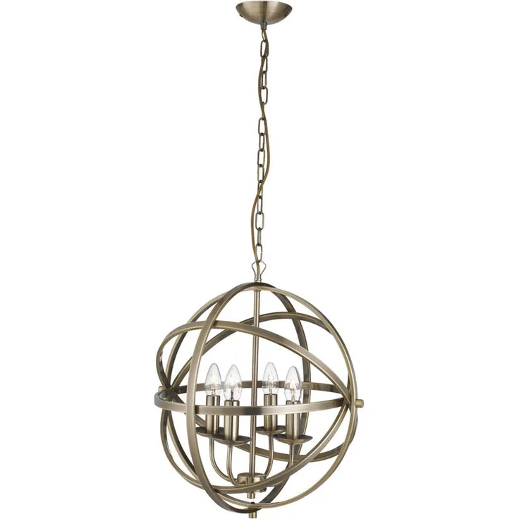 XXXL Hängeleuchte Orbit, Messing, Metall, 116 cm, höhenverstellbar, Pendelleuchte für Innenbeleuchtung