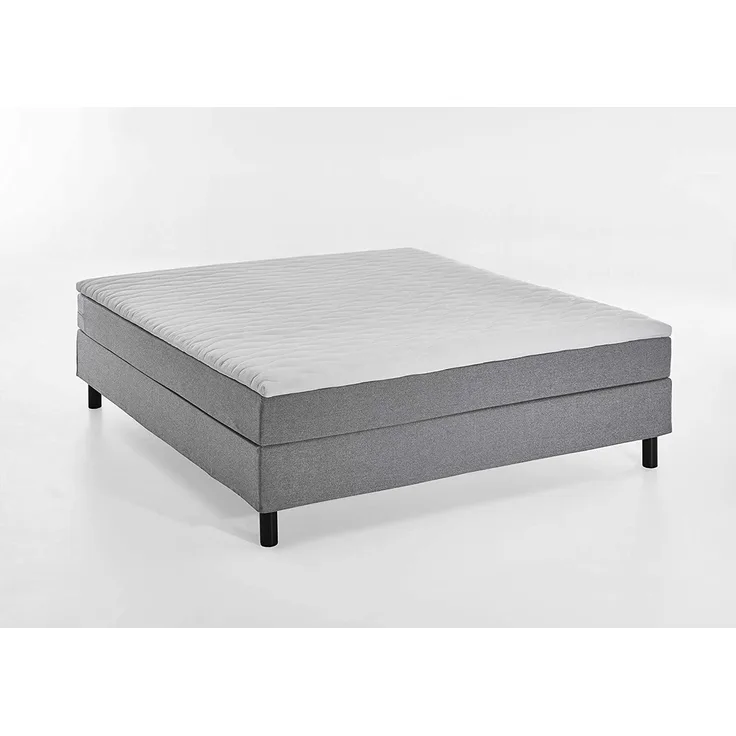 Atlantic Home Collection Happy Boxbett ohne Kopfteil, 7-Zonen Taschenfederkern- Matratzen, Härtegrad H3, Stoff, Grau, 180x200