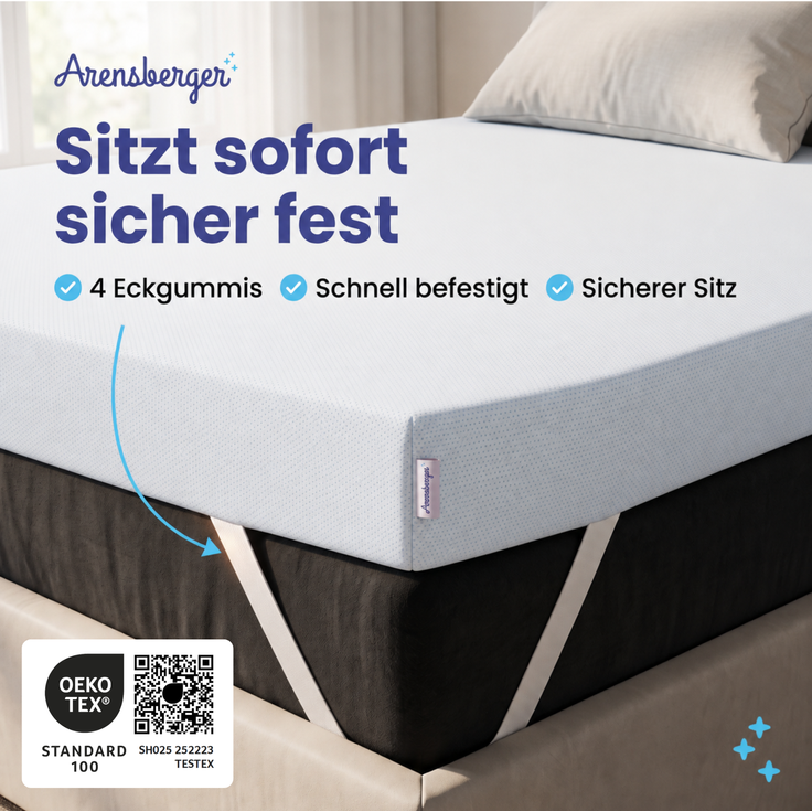 Arensberger Matratzen Topper LUXURY, 180x200cm, Gelschaum und Memory Gel Foam Matratzentopper, waschbar, geeignet für Federkern & Matratzen, Höhe 10cm – Bild 5