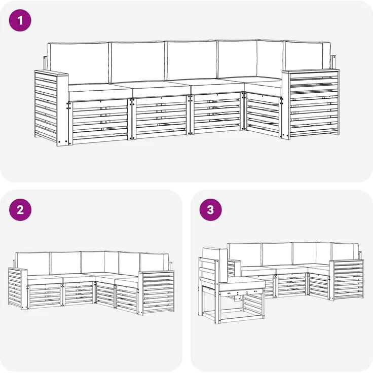 vidaXL Outdoor-Sofagarnitur 5 stk. 5-Sitzer Weiß und Anthrazit 3391842 – Bild 7