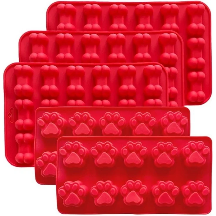 mixed24 Backform Knochen Pfoten Hundekekse Hundeleckerlis Hundeeis Eisform für Hunde, (5-tlg), geeginet für den Backofen und Gefrierfach – Bild 3