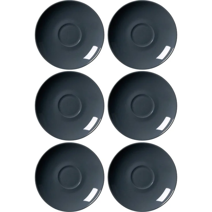 Presotto Kaffeeuntertassen, 6er Set, anthrazit, Keramik, spülmaschinengeeignet, Durchmesser 16 cm – Bild 1